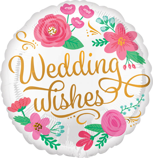 WEDDING WISHES 18" MYLAR BALLOON