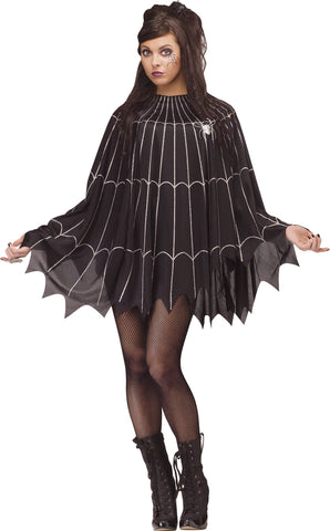 BLACK AND SILVER SPIDER WEB PONCHO