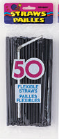 STRAWS - MIDNIGHT BLACK FLEXIBLE 50 CT/UNIT