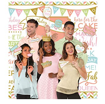PHOTO BOOTH BIRTHDAY BACKDROP AND PROP SET   13PCS
