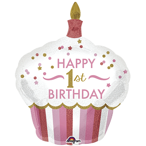 1ST BIRTHDAY GIRL SUPER SHAPE MYLAR BALLOON