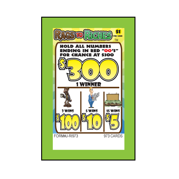 RAGS TO RICHES PULL TAB 973 TICKETS