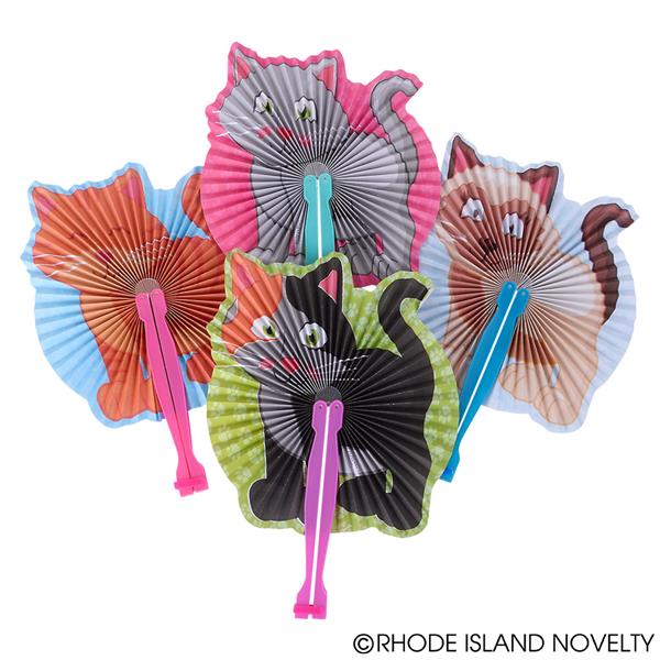 10" KITTEN FOLDING FANS 12PCS