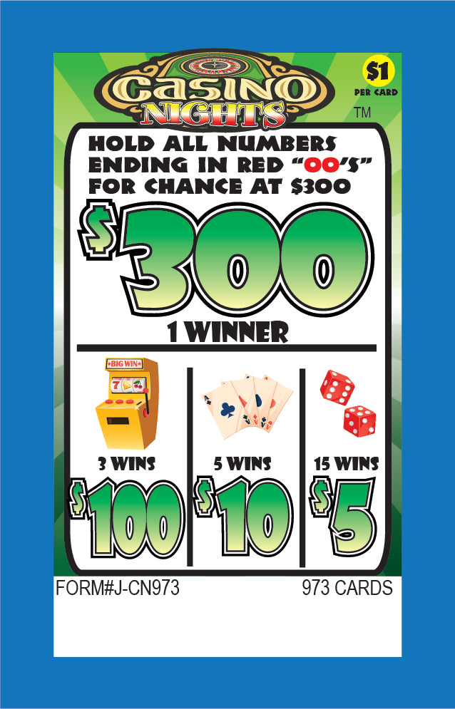 CASINO NIGHTS PULL TAB 973 TICKETS