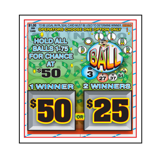 DOLLAR BALL PULL TAB 75 TICKETS