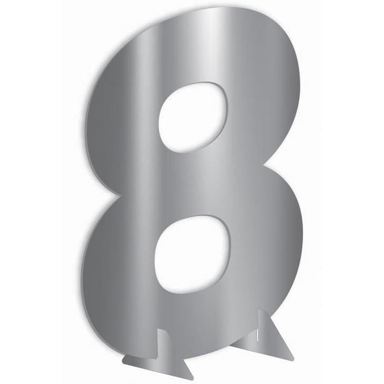 24″ Silver Metallic Number 8