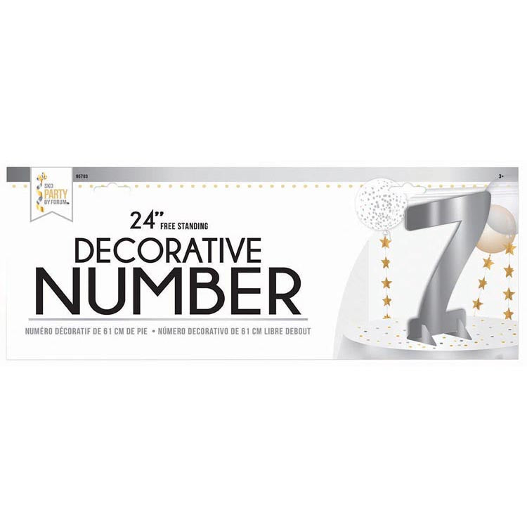 24″ Silver Metallic Number 7