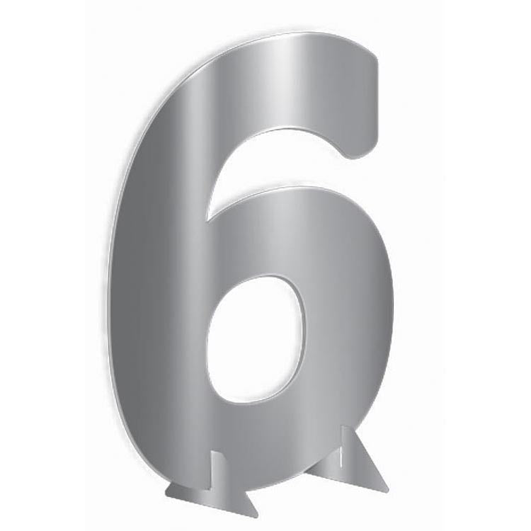 24″ Silver Metallic Number 6