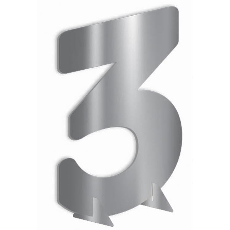 24″ Silver Metallic Number 3