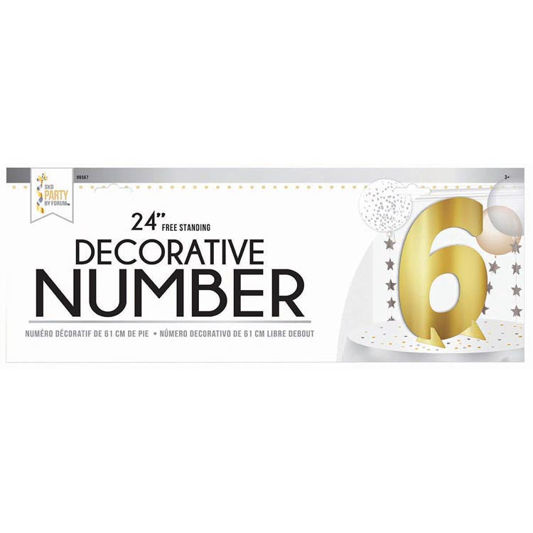 24″ Gold Metallic Number 6