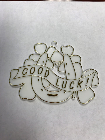 GOOD LUCK HORSESHOE WITH CLOVERS