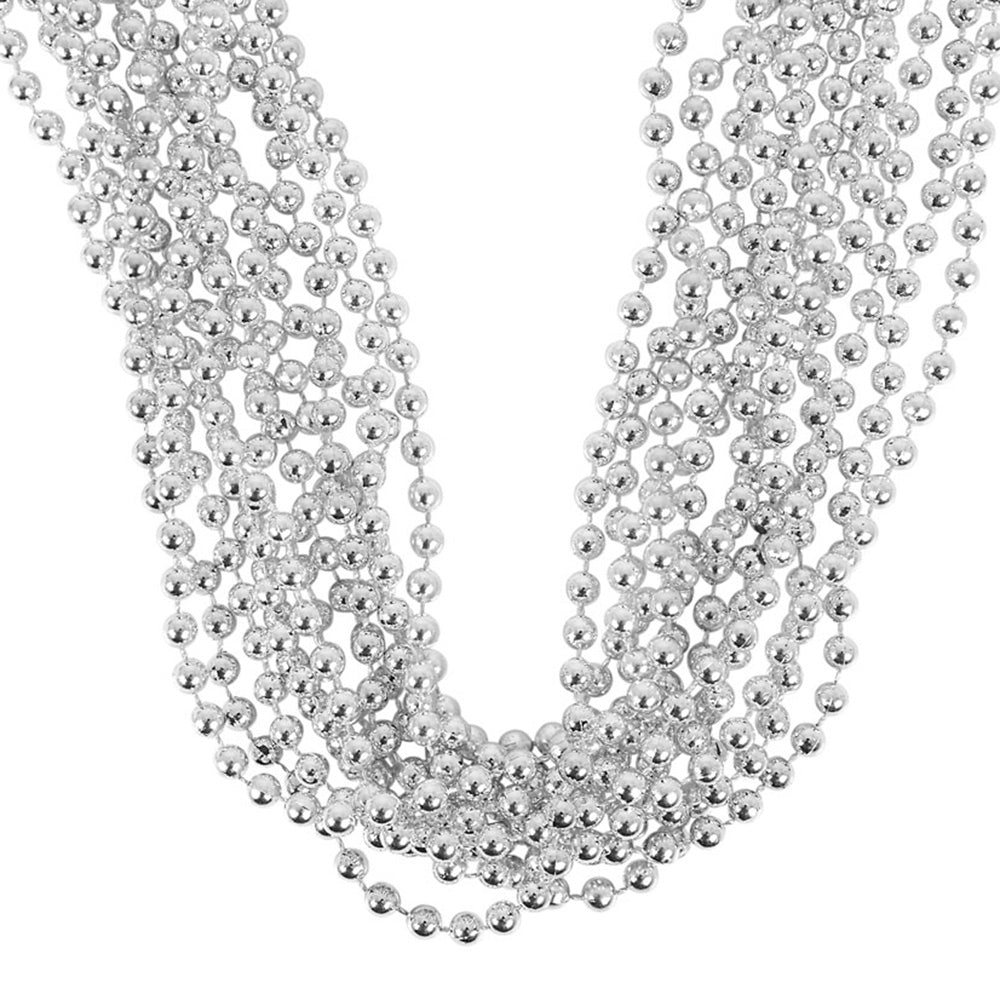 SILVER BEAD NECKLACES 12CT