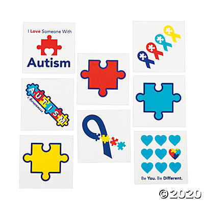 AUTISM AWARENESS TEMPORARY TATTOOS 72PCS