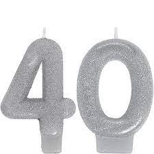 Silver Glitter Candles- 40