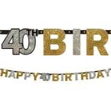 HAPPY 40TH BIRTHDAY BANNER - SPARKLING CELEBRATION