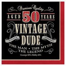 50 VINTAGE DUDE LUNCHEON NAPKINS