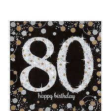 80TH BIRTHDAY LUNCHEON NAPKINS - SPARKLING CELEBRATION