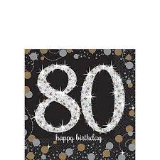 80TH BIRTHDAY BEVERAGE NAPKINS - SPARKLING CELEBRATION