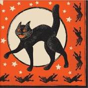 Vintage Black Cat Luncheon Napkins