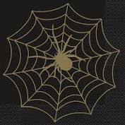 Black and Gold Spider Web Luncheon Napkins