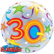 30TH BIRTHDAY 18" MYLAR BALLOON - BUBBLE