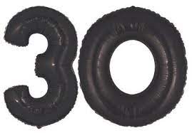 30TH BIRTHDAY 40" MYLAR BALLOON SET - METALLIC BLACK