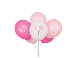 PINK FIRST HOLY COMMUNION 12" LATEX BALLOONS