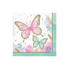 BUTTERFLY SHIMMER LUNCHEON NAPKINS