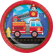 Fire Truck Birthday 9" Paper Plates