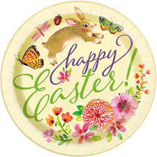 HAPPY EASTER FLORAL BUNNY 9" PLATES
