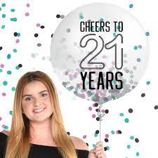 21st Birthday 24" Latex Balloon w/Confetti