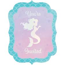 MERMAID SHINE INVITATIONS 8CT
