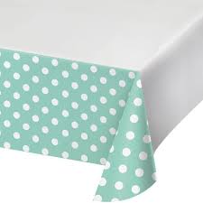 Fresh Mint Polka Dot Plastic Tablecover