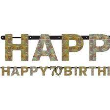 70TH BIRTHDAY LETTER BANNER - SPARKLING CELEBRATION