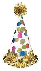 CLEAR CONE BIRTHDAY HAT WITH POLKA DOTS