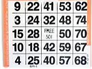 Single Sheet Bingo Paper Pack