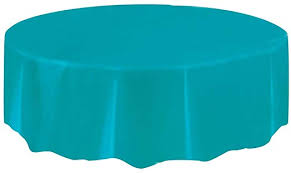 Teal 84" Round Plastic Table Cover