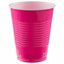 PLASTIC CUPS - BRIGHT PINK  18 OZ   50PCS/PKG