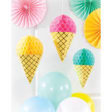 PASTEL ICE CREAM HONEYCOMB DECORATIONS