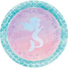 MERMAID SHINE 9" PAPER PLATES 8CT