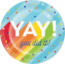 Rainbow "YAY you did it! Graduation 7" Paper Plates