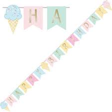 PASTEL ICE CREAM HAPPY BIRTHDAY BANNER