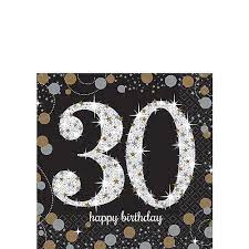 30TH BIRTHDAY BEVERAGE NAPKINS - SPARKLING CELEBRATION