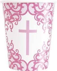 PINK CROSS 9OZ PAPER CUPS