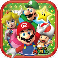Super Mario 7" Square Paper Plates