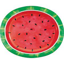Watermelon Check Oval Plate