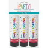3 PACK CONFETTI TWIST POPPERS