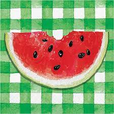 Watermelon Check Luncheon Napkins