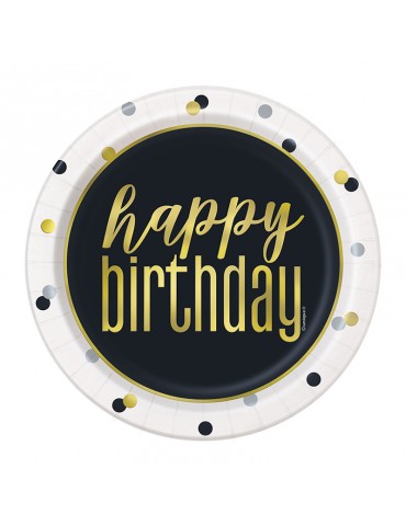 WHITE BLACK AND GOLD 18" MYLAR BALLOON