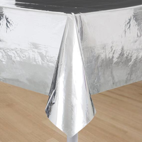 Silver Metallic Rectangular Table Cover